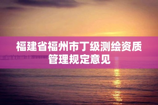 福建省福州市丁级测绘资质管理规定意见