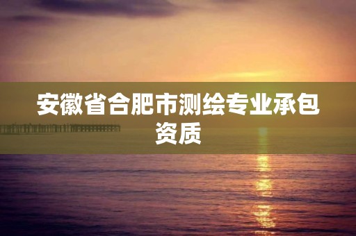 安徽省合肥市测绘专业承包资质