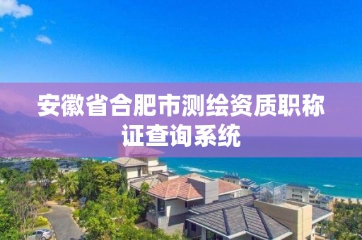 安徽省合肥市测绘资质职称证查询系统