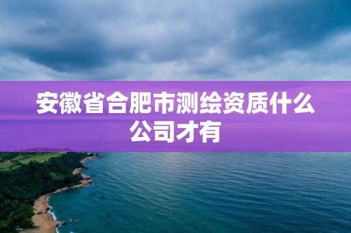 安徽省合肥市测绘资质什么公司才有