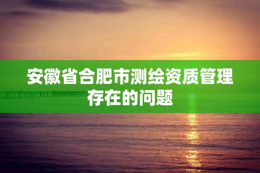 安徽省合肥市测绘资质管理存在的问题