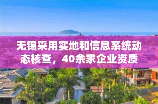 无锡采用实地和信息系统动态核查，40余家企业资质不合格