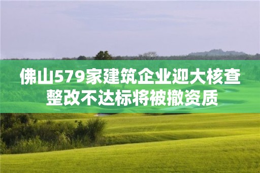 佛山579家建筑企业迎大核查 整改不达标将被撤资质