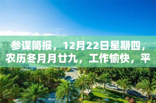 参谋简报，12月22日星期四，农历冬月月廿九，工作愉快，平安喜乐