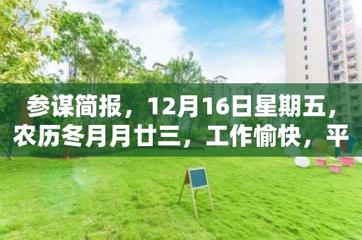 参谋简报，12月16日星期五，农历冬月月廿三，工作愉快，平安喜乐