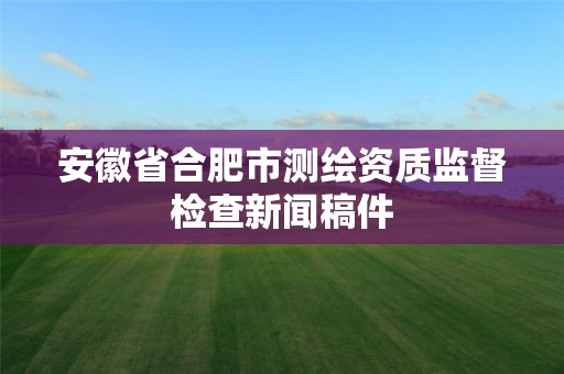 安徽省合肥市测绘资质监督检查新闻稿件