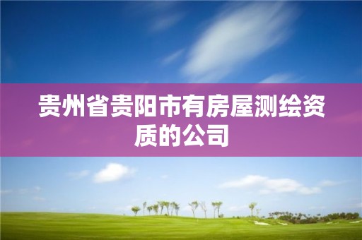 贵州省贵阳市有房屋测绘资质的公司