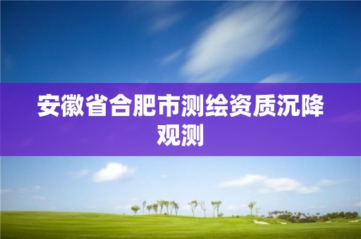 安徽省合肥市测绘资质沉降观测