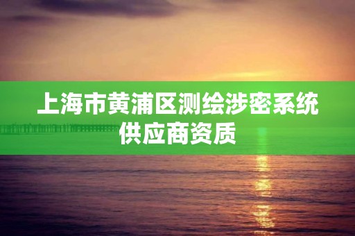 上海市黄浦区测绘涉密系统供应商资质