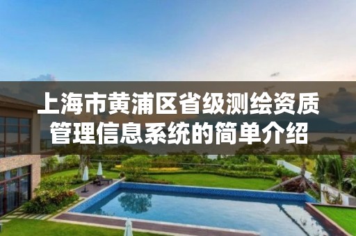 上海市黄浦区省级测绘资质管理信息系统的简单介绍