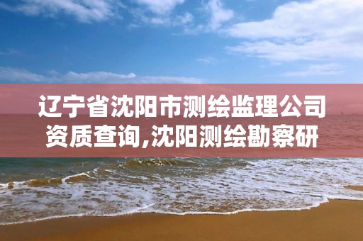 辽宁省沈阳市测绘监理公司资质查询,沈阳测绘勘察研究院有限公司