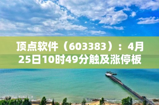 顶点软件（603383）：4月25日10时49分触及涨停板