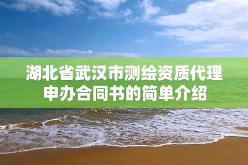 湖北省武汉市测绘资质代理申办合同书的简单介绍