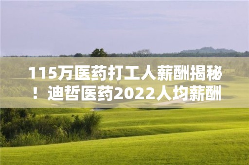 115万医药打工人薪酬揭秘！迪哲医药2022人均薪酬80万元，比2021年人均降低3万元