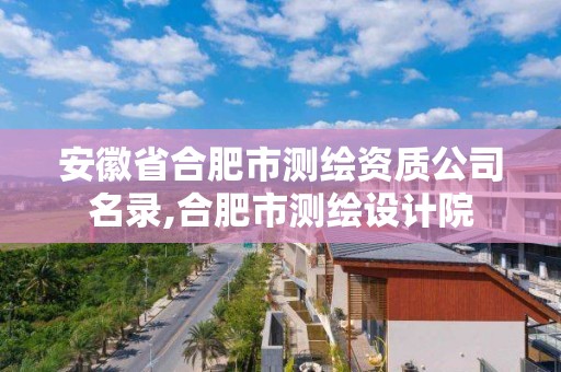 安徽省合肥市测绘资质公司名录,合肥市测绘设计院