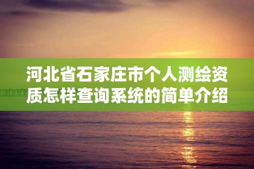 河北省石家庄市个人测绘资质怎样查询系统的简单介绍