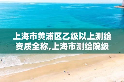 上海市黄浦区乙级以上测绘资质全称,上海市测绘院级别