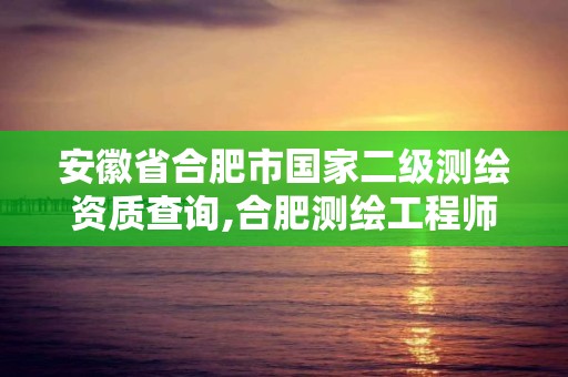 安徽省合肥市国家二级测绘资质查询,合肥测绘工程师。