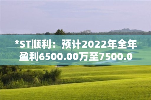 *ST顺利：预计2022年全年盈利6500.00万至7500.00万