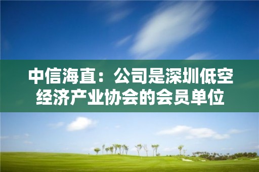 中信海直：公司是深圳低空经济产业协会的会员单位