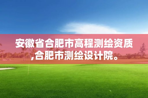 安徽省合肥市高程测绘资质,合肥市测绘设计院。