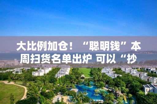 大比例加仓！“聪明钱”本周扫货名单出炉 可以“抄作业”吗？