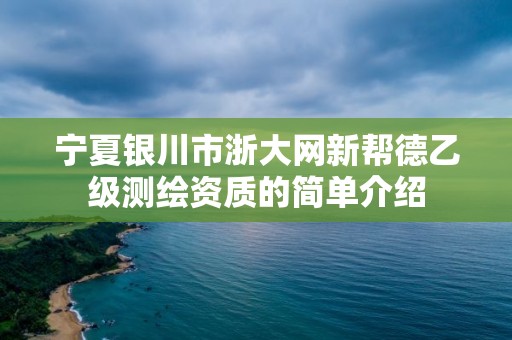 宁夏银川市浙大网新帮德乙级测绘资质的简单介绍