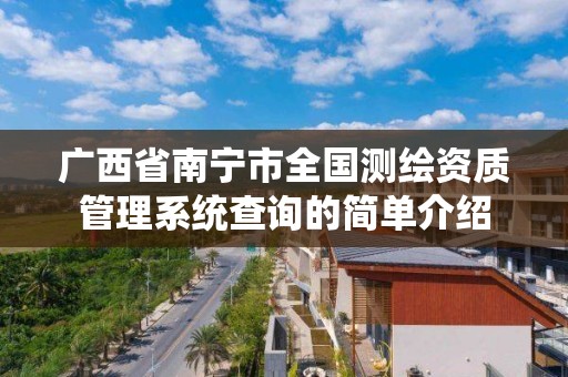 广西省南宁市全国测绘资质管理系统查询的简单介绍