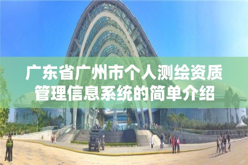 广东省广州市个人测绘资质管理信息系统的简单介绍