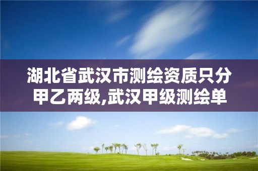 湖北省武汉市测绘资质只分甲乙两级,武汉甲级测绘单位。