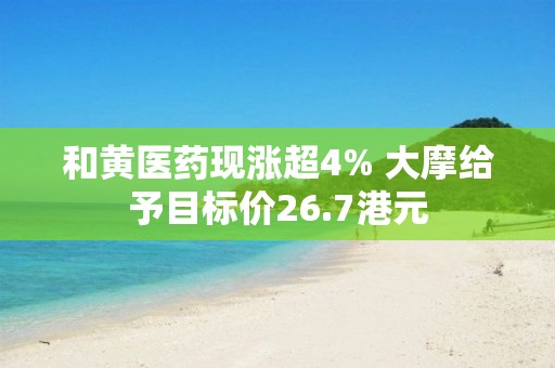 和黄医药现涨超4% 大摩给予目标价26.7港元