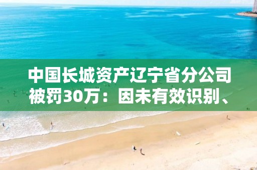 中国长城资产辽宁省分公司被罚30万：因未有效识别、管理非金融机构不良资产收购业务风险