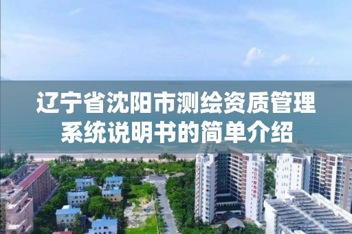 辽宁省沈阳市测绘资质管理系统说明书的简单介绍