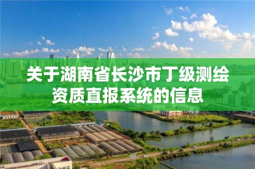 关于湖南省长沙市丁级测绘资质直报系统的信息