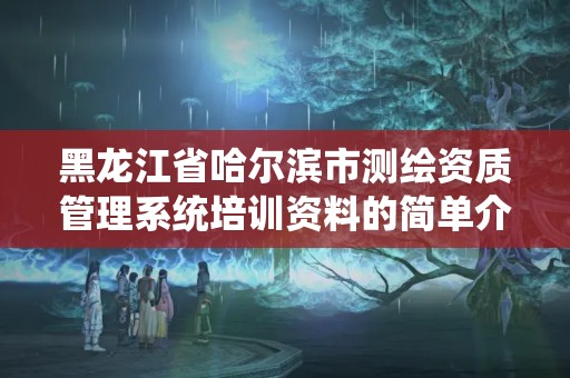 黑龙江省哈尔滨市测绘资质管理系统培训资料的简单介绍