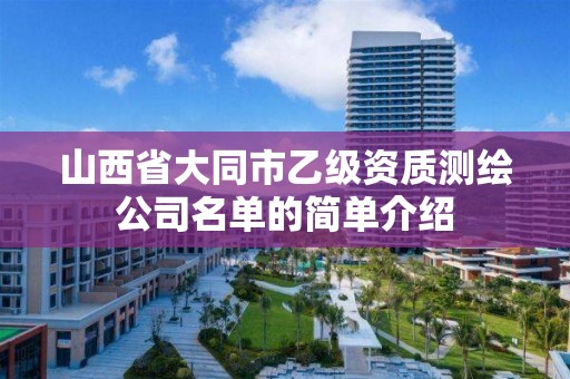 山西省大同市乙级资质测绘公司名单的简单介绍